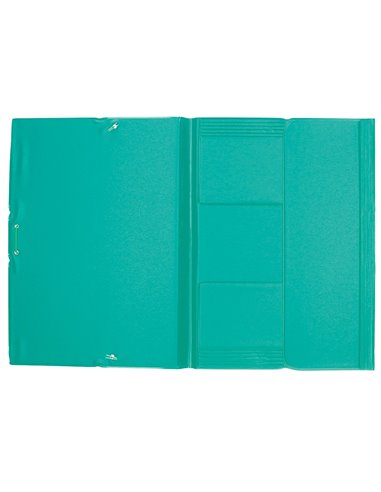 Chemise liderpapel carton rembordé dos flexible a4+ 320x240mm 3 rabats élastique coloris vert pistache.