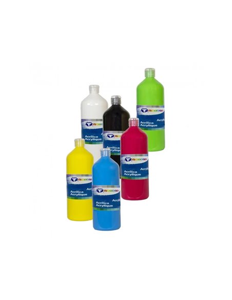 Peinture acrylique tcolors multisupports sechage rapide 500ml coloris magenta.