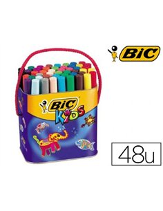 Feutre bic kids visacolor xl coloriage encre lavable pointe extra-large bloquée couleurs très vives pot 48u.