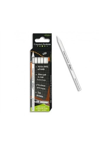 Lot crayons blancs ulmann pour ardoises noires et pierre 12 unites dont 2 gratuits.