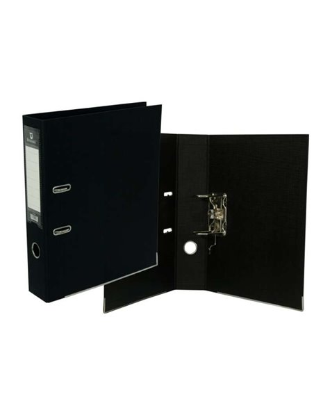 Classeur A4 Bismark A-Z en PVC, dos 75 mm, robuste, porte-cartes sur le dos, reliures métalliques sur le bord inférieur, mécanis