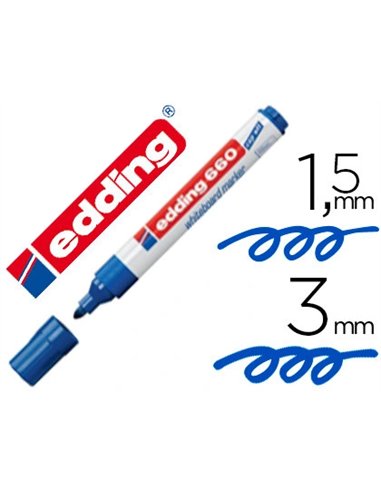 Marqueur edding e660 tableau blanc rechargeable pointe ogive tracé 1.5/3mm encre cap-off pigmentée non toxique bleu.
