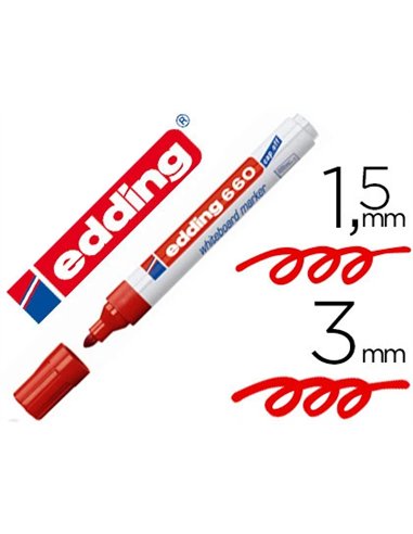 Marqueur edding e660 tableau blanc rechargeable pointe ogive tracé 1.5/3mm encre cap-off pigmentée non toxique rouge.