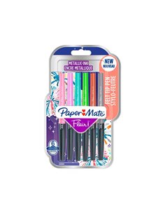 Blister 6 stylos-feutres paper mate flair metallic coloris assortis. 2