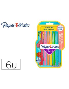 Blister 6 stylos-feutres paper mate flair senteur coloris assortis.