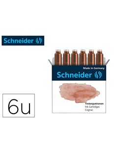 Cartouche encre schneider coloris cognac pastel boite 6 unites.