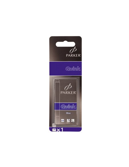 Cartouche parker quink longue encre bleue effaçable étui 5 unités.