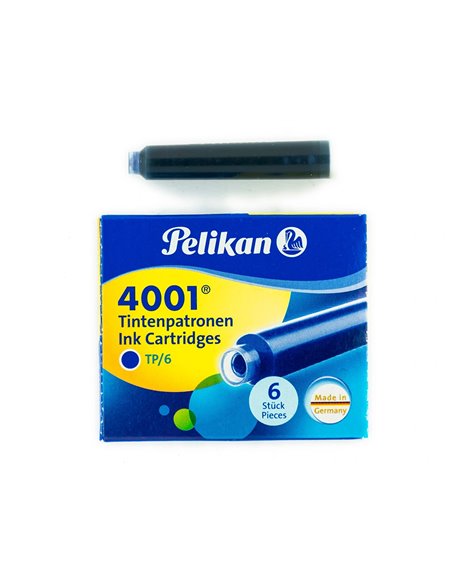 Cartouche pelikan courte standard bleu effaçable étui 6 unités.