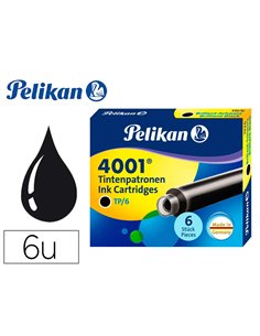 Cartouche pelikan courte standard noir étui 6 unités.