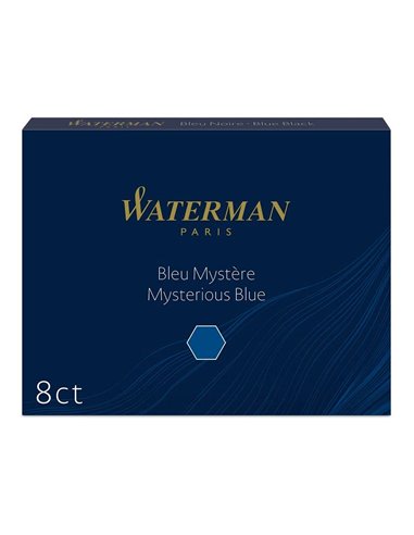 Cartouche waterman longue standard encre bleue noire étui 8 unités.