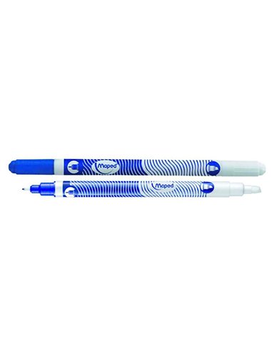 Effaceur réécriveur maped pointe biseautée feutre encre spéciale bleue.