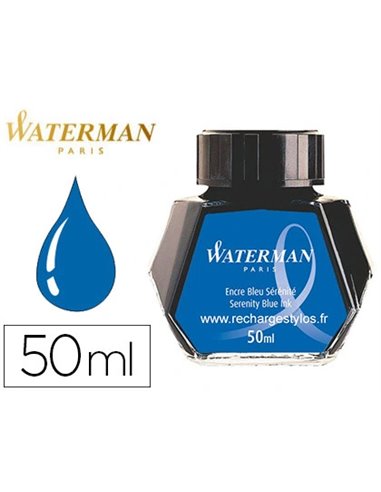 Encre waterman bleue flacon 50ml.
