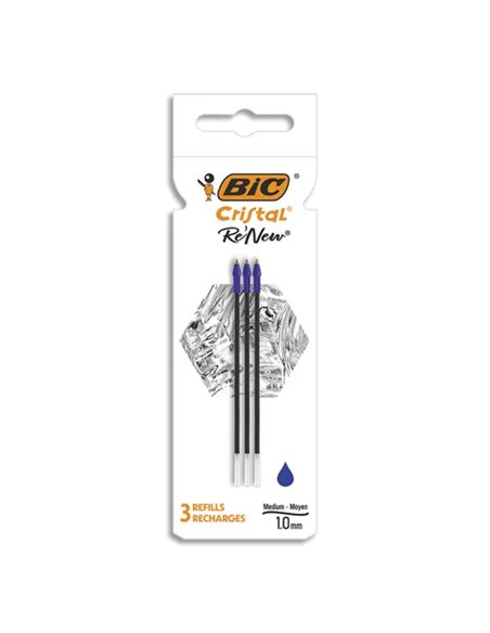 Recharge bic cristal renew bleu boite de 3.