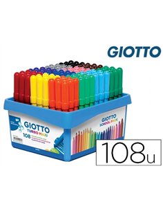 Feutre coloriage giotto turbo maxi ultra lavable testé dermatologiquement pointe bloquée schoolpack 108 unités.