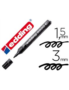 Marqueur edding permanent e2000c pointe ogive tracé 1.5/3mm corps aluminium encre faible odeur séchage rapide noir.