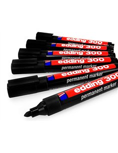 Marqueur edding permanent e300 pointe ogive tracé 1.5/3mm corps plastique coloris noir. 2