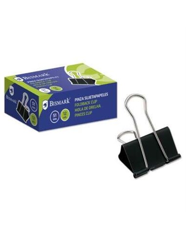 Lot de 12 trombones métalliques Bismark de 51 mm - Lame pliante - Noir