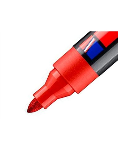 Marqueur edding permanent e300 pointe ogive tracé 1.5/3mm corps plastique coloris rouge.