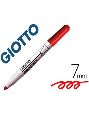Marqueur giotto robercolor effaçable tableau blanc pointe maxi ogive 7 mm coloris rouge.