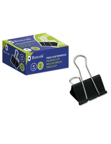 Lot de 12 trombones métalliques Bismark 41 mm - Lame pliante - Noir