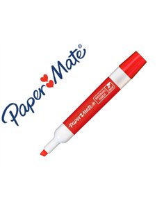 Marqueur paper mate effacable tableau blanc pointe biseautee coloris rouge.