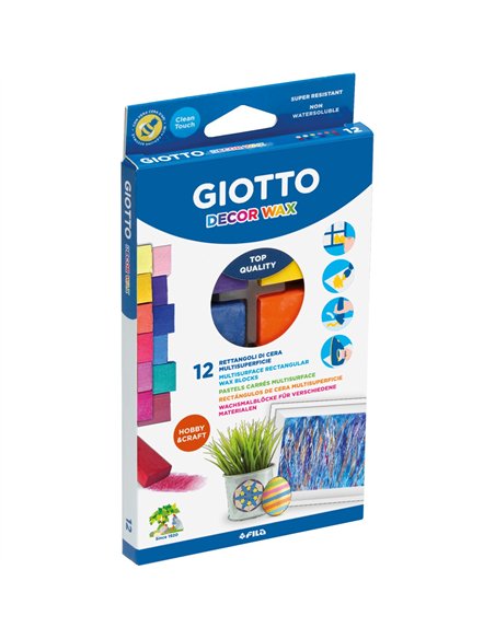 Etui pastels decor wax giotto carres multisurfaces 12 unites coloris assortis.
