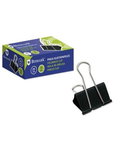 Lot de 12 trombones métalliques Bismark de 25 mm - Lame pliante - Noir