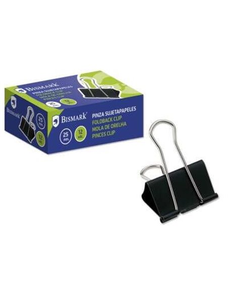 Lot de 12 trombones métalliques Bismark de 25 mm - Lame pliante - Noir