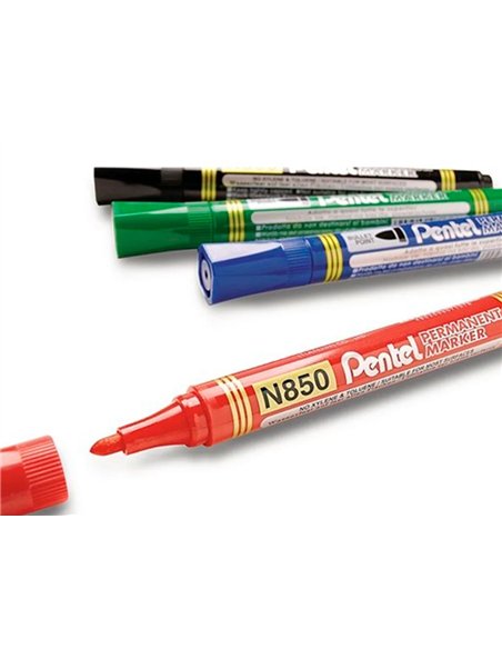 Marqueur pentel permanent pointe conique moyenne 4,20mm encre indelebible faible odeurtous supports coloris noir.