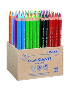 Classpack crayons de couleur geantes lyra forme hexagonales bois 18cm mine 6mm 96 unites et 2 tailles.