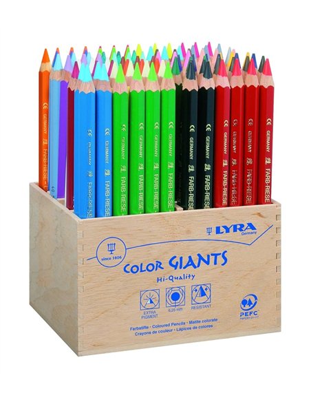 Classpack crayons de couleur geantes lyra forme hexagonales bois 18cm mine 6mm 96 unites et 2 tailles.
