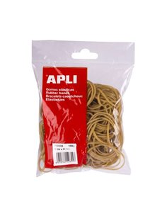 Sachet de bandes élastiques Apli Ø 80x2mm 100grs - Haute élasticité et excellente résistance - 70% caoutchouc naturel