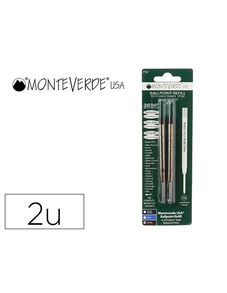 Recharge bille monteverde cross m pointe moyenne coloris noir blister 2 unites.