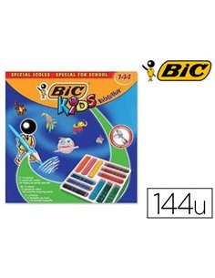 Crayon couleur bic kids evolution résine synthèse 175mm mine résistante résiste mordillage coffret scolaire 144 unités.
