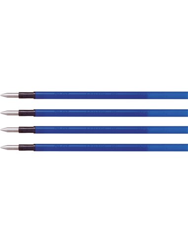 Recharge pilot frixion ball 4 colors pointe fine encre bleue blister 4 unites.
