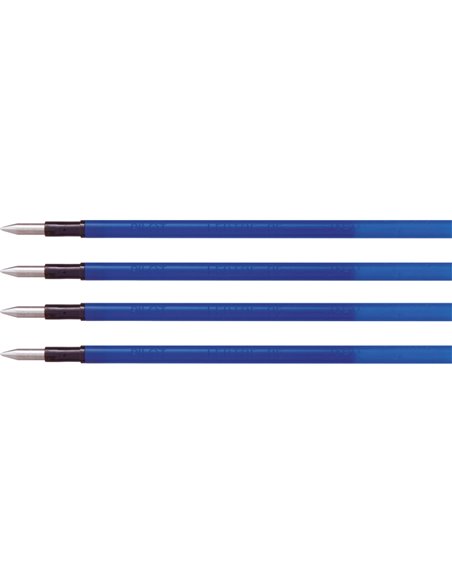 Recharge pilot frixion ball 4 colors pointe fine encre bleue blister 4 unites.