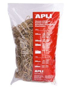 Bandes élastiques Apli Ø 80 x 2 mm - Contenu 1 kg - Haute élasticité et excellente résistance - 70 % caoutchouc naturel