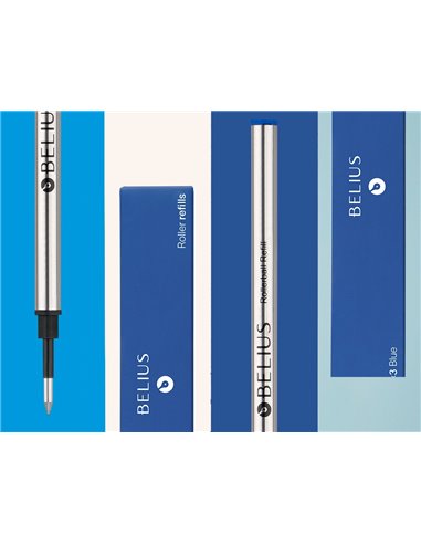 Recharge roller belius pointe 0,7mm encre coloris bleue boite 3 unites.