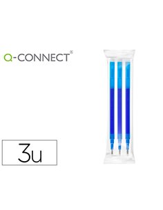 Recharge roller q-connect encre effacable couleur bleu set de 3u.