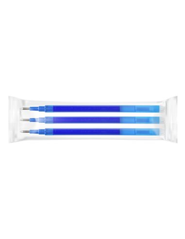 Recharge roller q-connect encre effacable couleur bleu set de 3u.