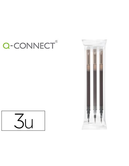 Recharge roller q-connect encre effacable couleur noir set de 3u.