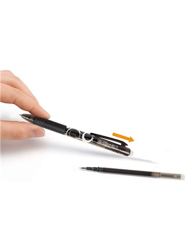 Recharge roller q-connect encre effacable couleur noir set de 3u.