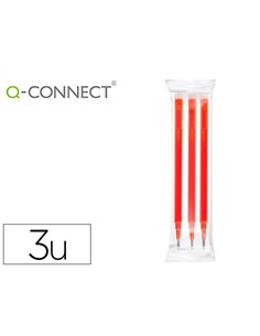 Recharge roller q-connect encre effacable couleur rouge set de 3u.
