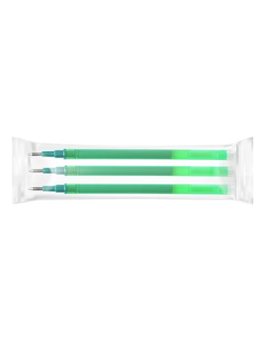Recharge roller q-connect encre effacable couleur vert set de 3u.