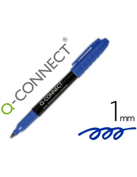 Marqueur q-connect cd-dvd pointe ronde écriture large 1mm encre indélebile séchage rapide base alcool couleur bleu.