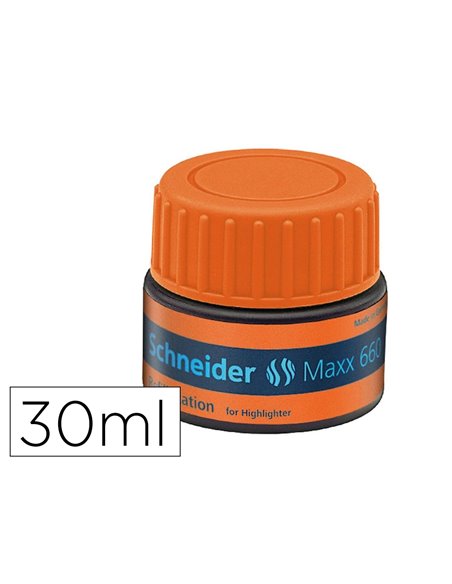 Recharge schneider maxx 660 surligneur job automatique 30ml coloris orange.
