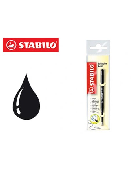 Recharge stabilo stylo-bille smartball/com4ball pointe moyenne couleur noir.