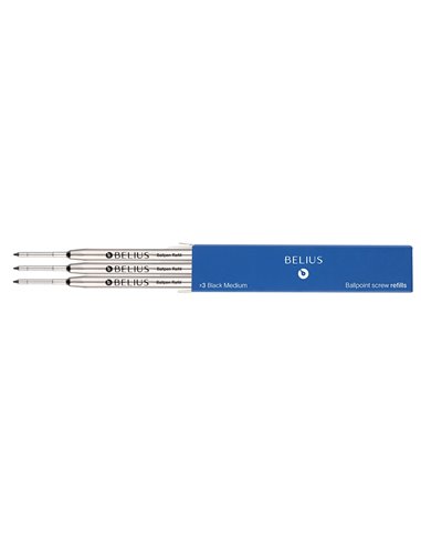 Recharge stylo-bille belius encre bleue pointe 0,8mm boite 3 unites.