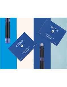 Recharge stylo-plume belius encre coloris bleue boite 6 cartouches. 2