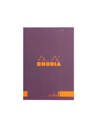 Bloc agrafé rhodia color n.16 a5 14.8x21cm couverture pelliculée violet 70f 90g ligné microperforé violet